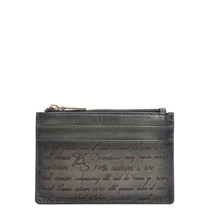 6 Slots Leather Card Case - Grey
