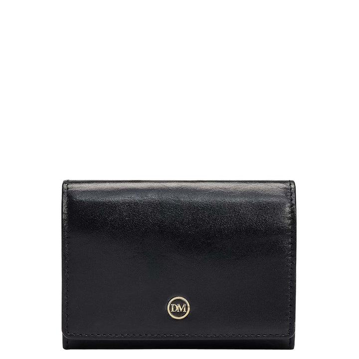 3 Slots Leather Card Case - Black