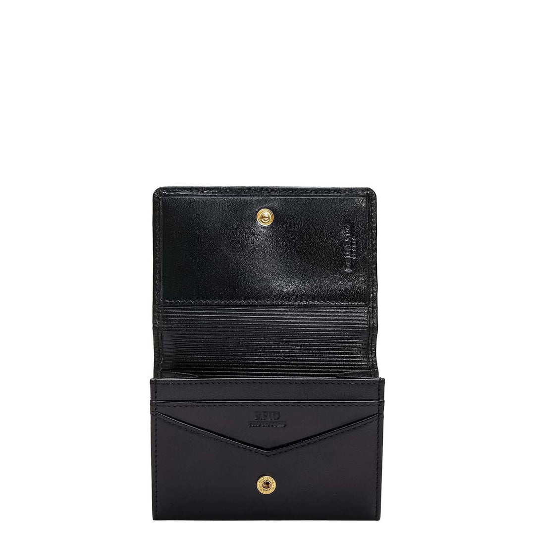 3 Slots Leather Card Case - Black