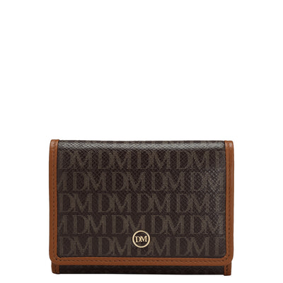 Monogram Leather Card Case - Chocolate