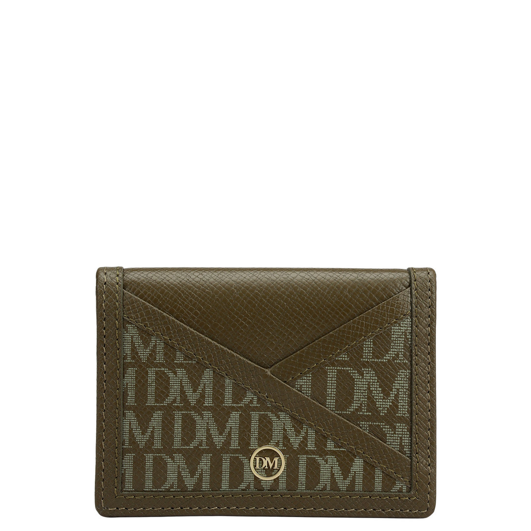 4 Slots Leather Card Case - Military Green