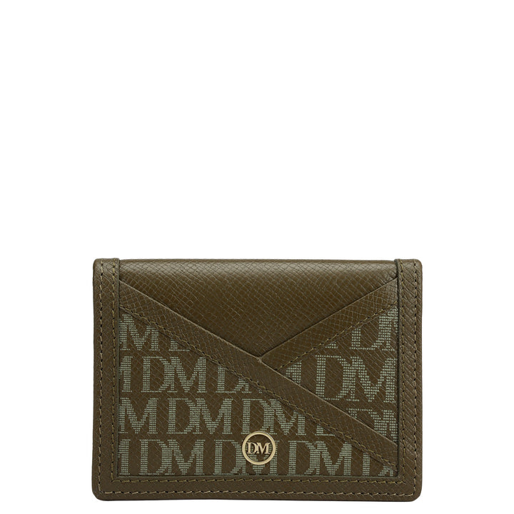 4 Slots Leather Card Case - Military Green