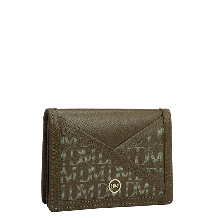 4 Slots Leather Card Case - Military Green