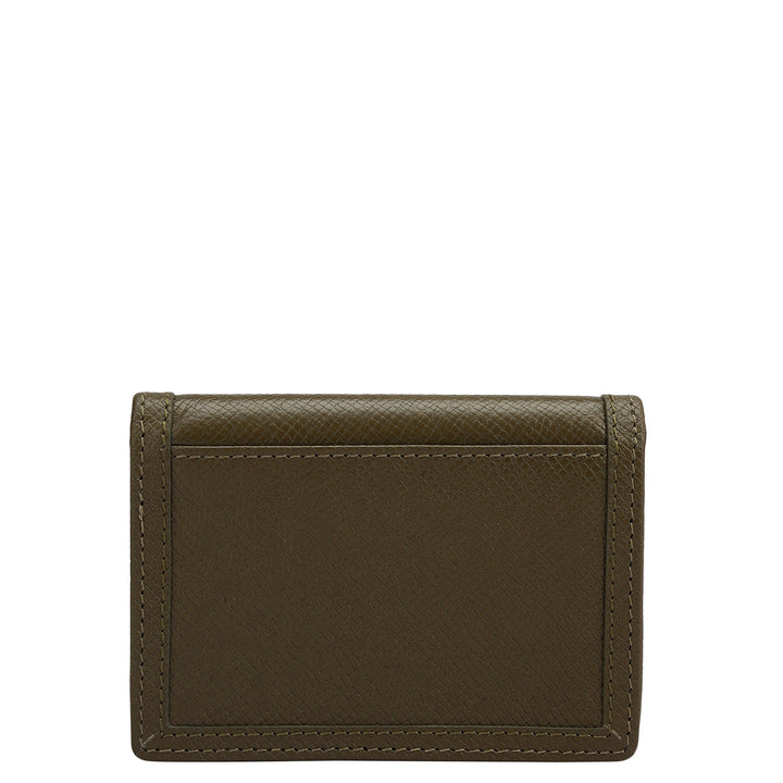 4 Slots Leather Card Case - Military Green