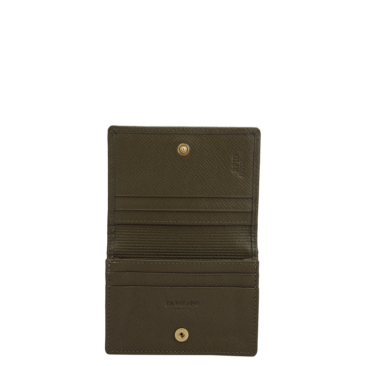 4 Slots Leather Card Case - Military Green