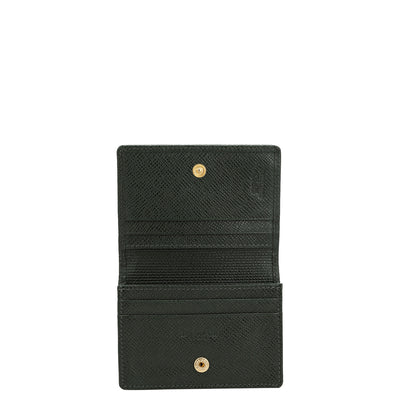 Monogram Franzy Leather Card Case - Petrol Green