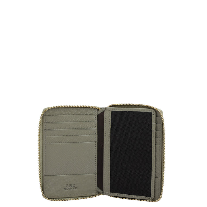 12 Slots Leather Card Case - Stone Grey