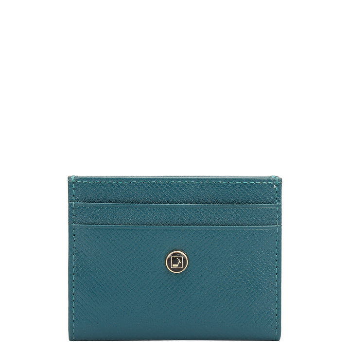 6 Slots Leather Card Case - Deep Blue & Teal