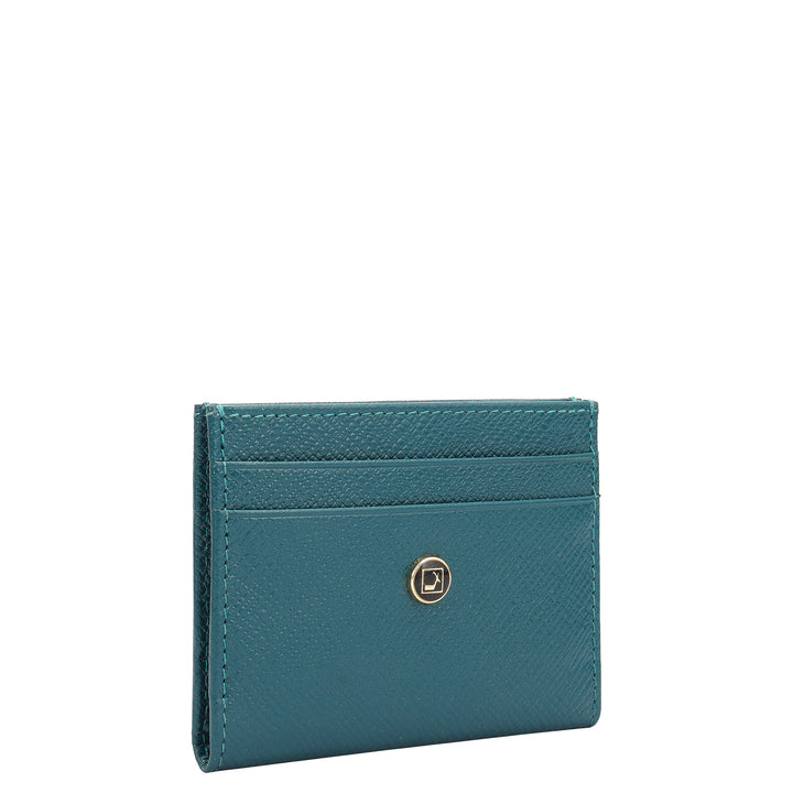 6 Slots Leather Card Case - Deep Blue & Teal