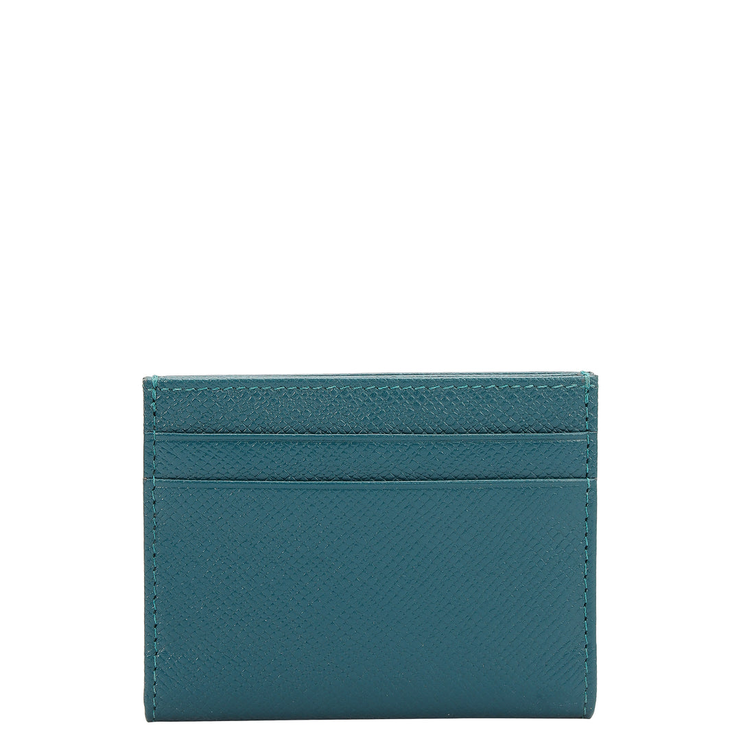 6 Slots Leather Card Case - Deep Blue & Teal