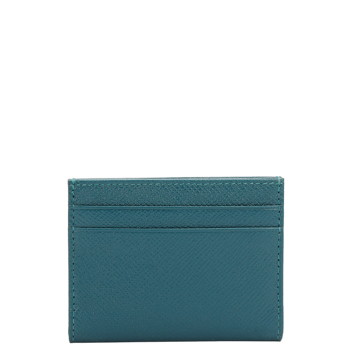 6 Slots Leather Card Case - Deep Blue & Teal