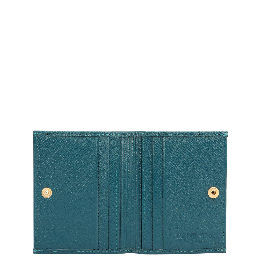6 Slots Leather Card Case - Deep Blue & Teal