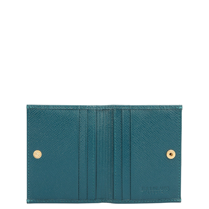6 Slots Leather Card Case - Deep Blue & Teal