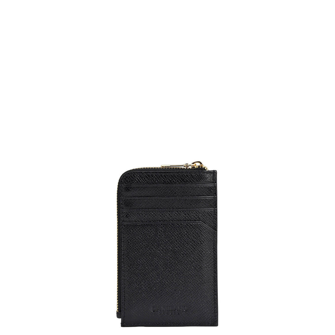8 Slots Leather Card Case - Black