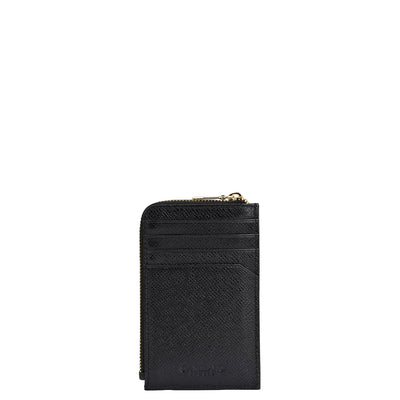 8 Slots Leather Card Case - Black