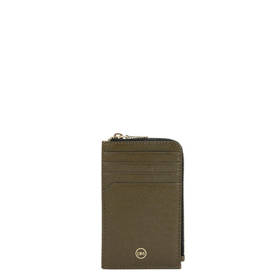 8 Slots Leather Card Case - Military Green