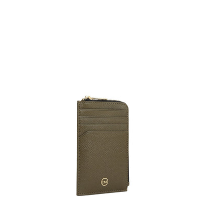8 Slots Leather Card Case - Military Green