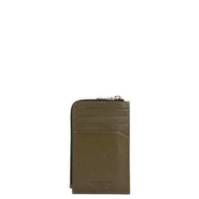 8 Slots Leather Card Case - Military Green