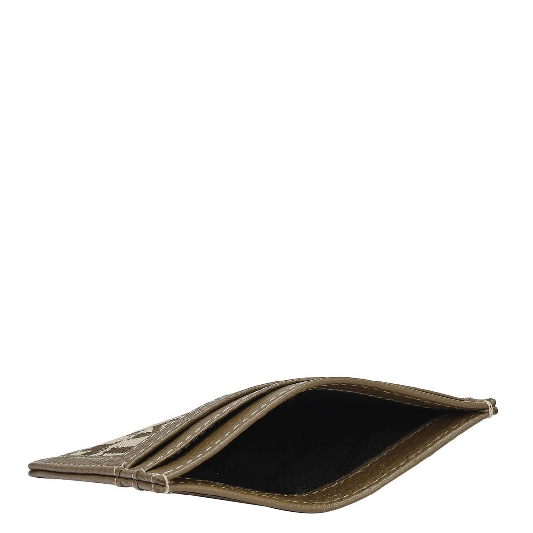 5 Slots Leather Card Case - Moss