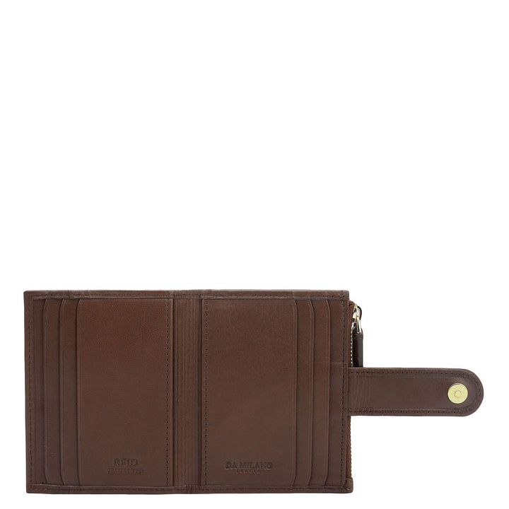 11 Slots Leather Card Case - Brown