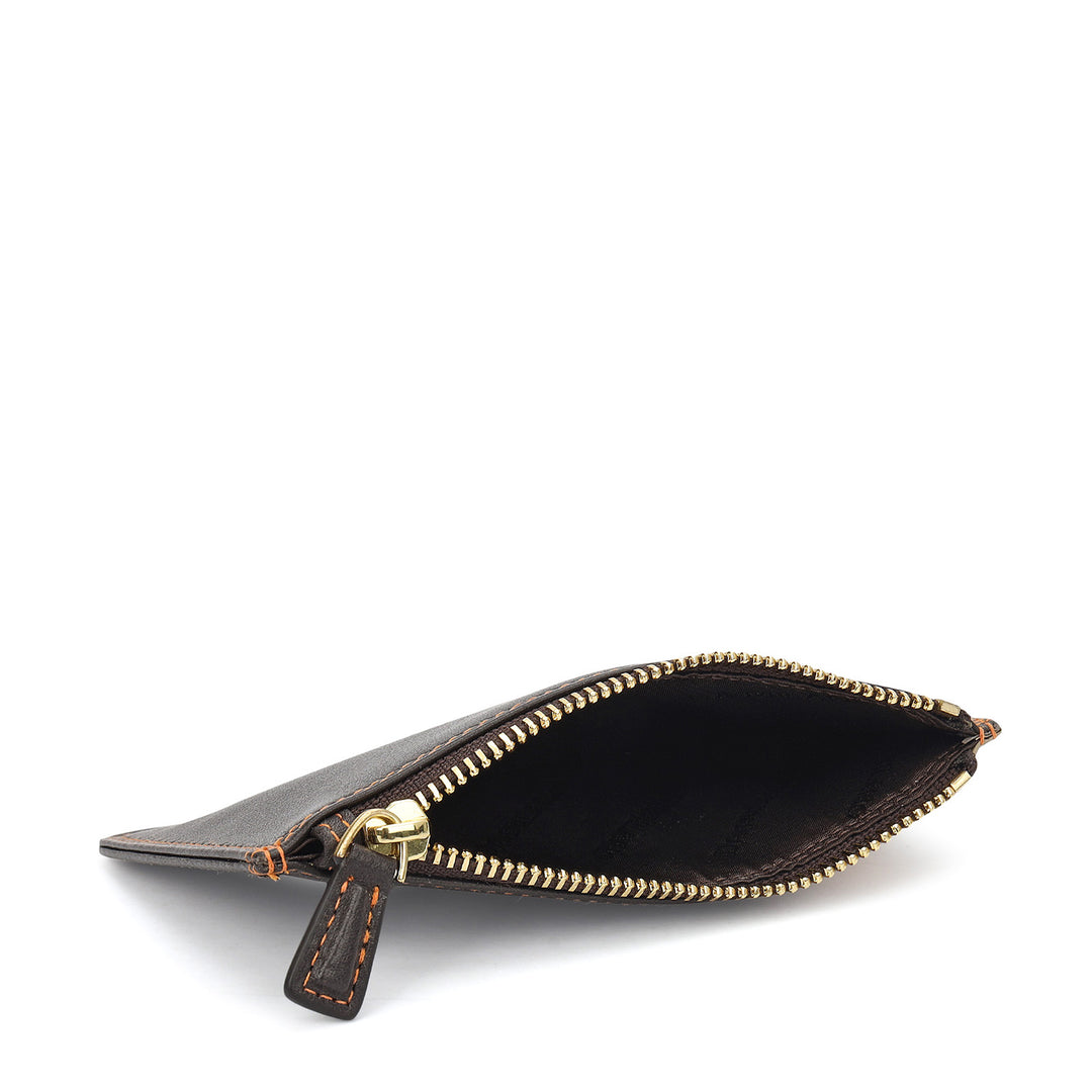 Prisme 4 Slots Leather Card Case - Brown