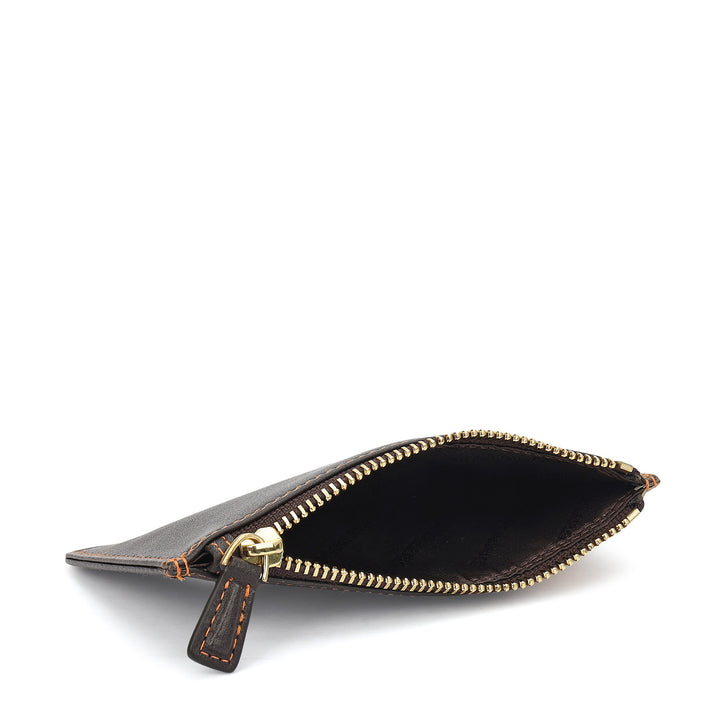 Prisme 4 Slots Leather Card Case - Brown