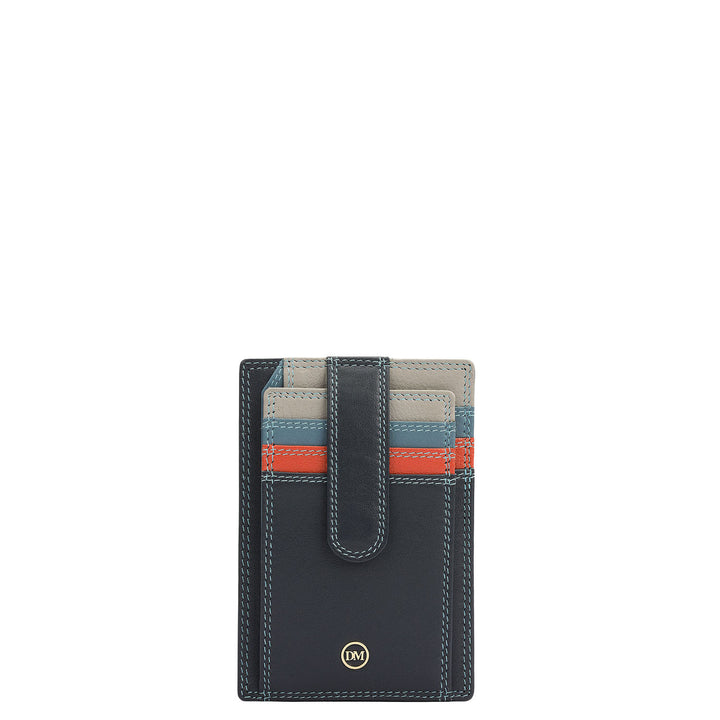 Multi Slot Leather Card Case - Navy