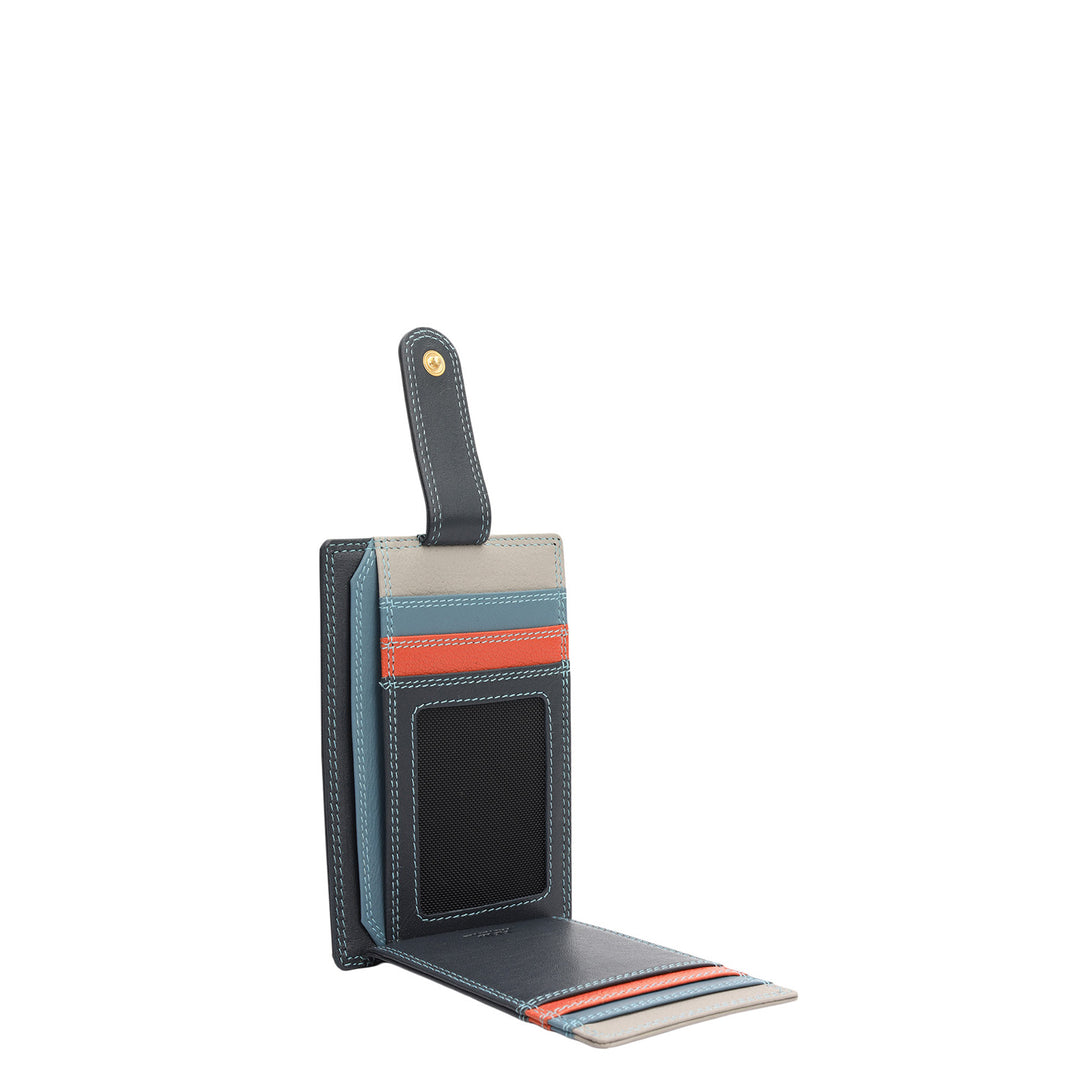 Multi Slot Leather Card Case - Navy