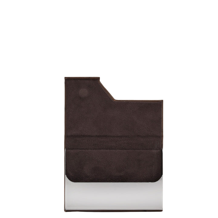 4 Slots Leather Card Case - Brown