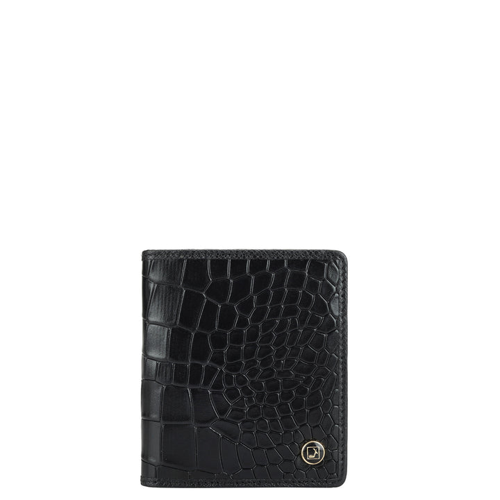 Croco Leather Card Case - Black