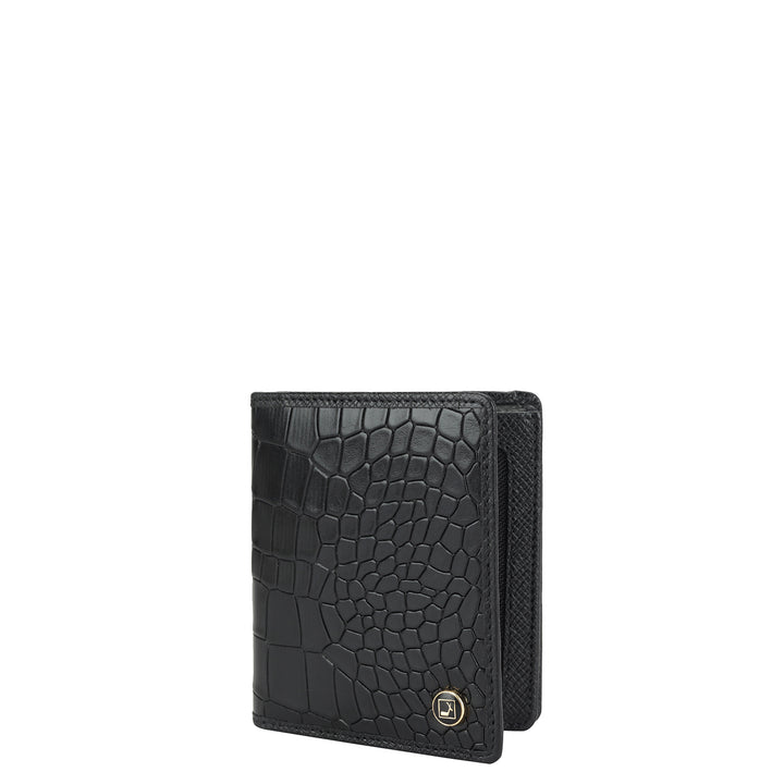Croco Leather Card Case - Black