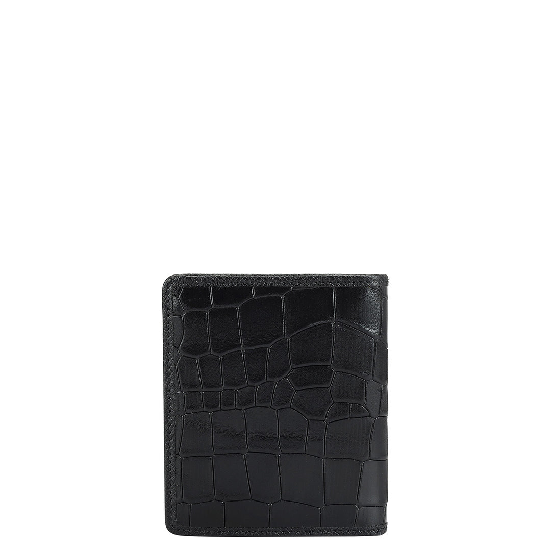 Croco Leather Card Case - Black