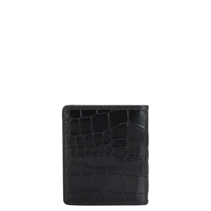 Croco Leather Card Case - Black