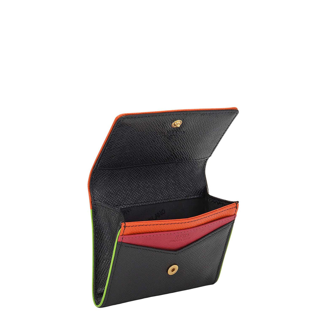 3 Slots Leather Card Case - Black