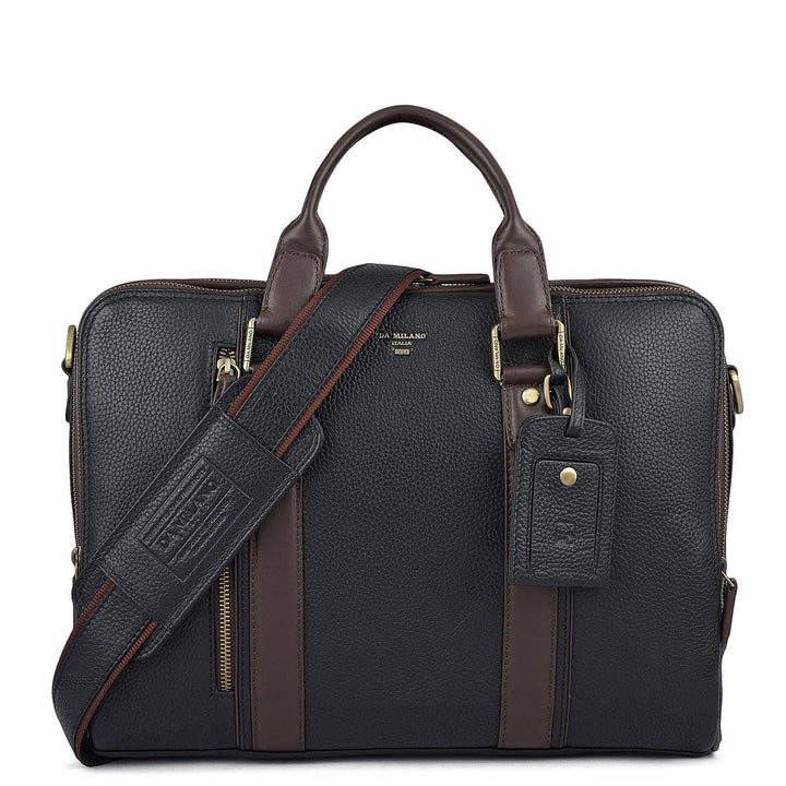 Wax Leather Laptop Bag - Black