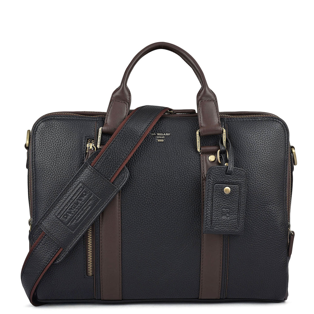 Wax Leather Laptop Bag - Black – Da Milano