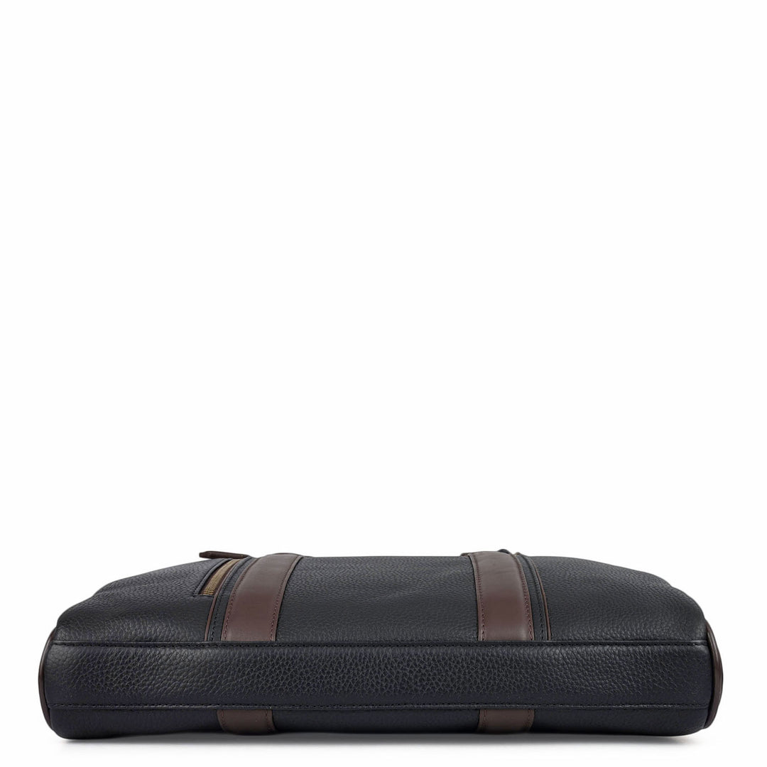 Wax Leather Laptop Bag - Black