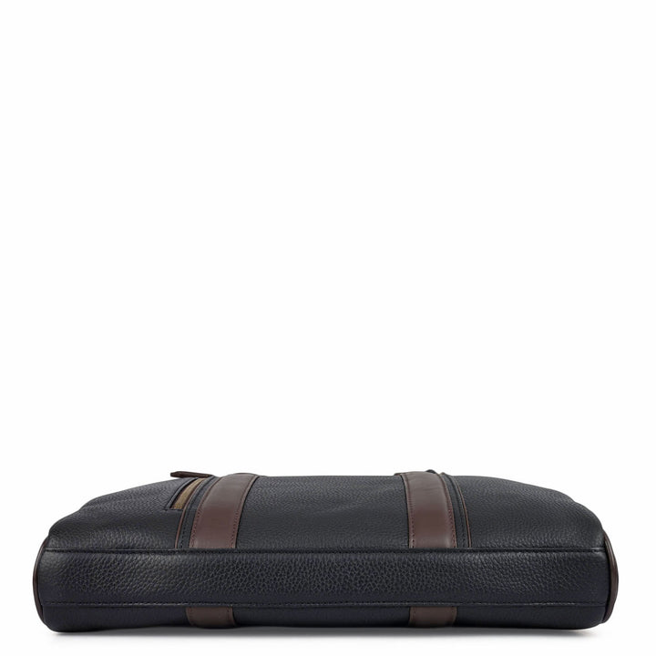 Wax Leather Laptop Bag - Black