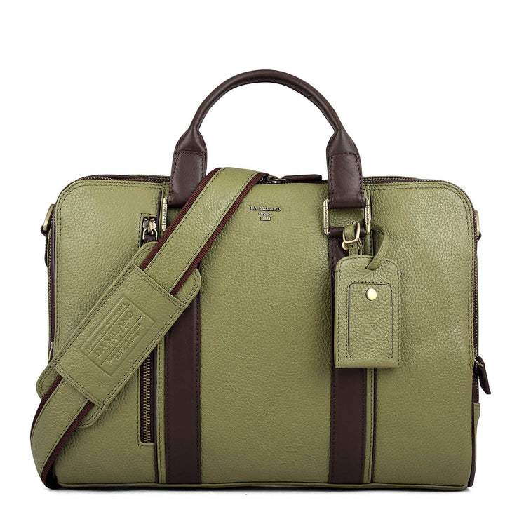 Wax Leather Laptop Bag - Fern