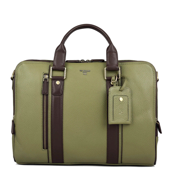 Wax Leather Laptop Bag - Fern