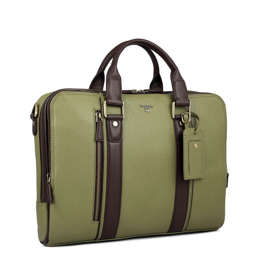 Wax Leather Laptop Bag - Fern