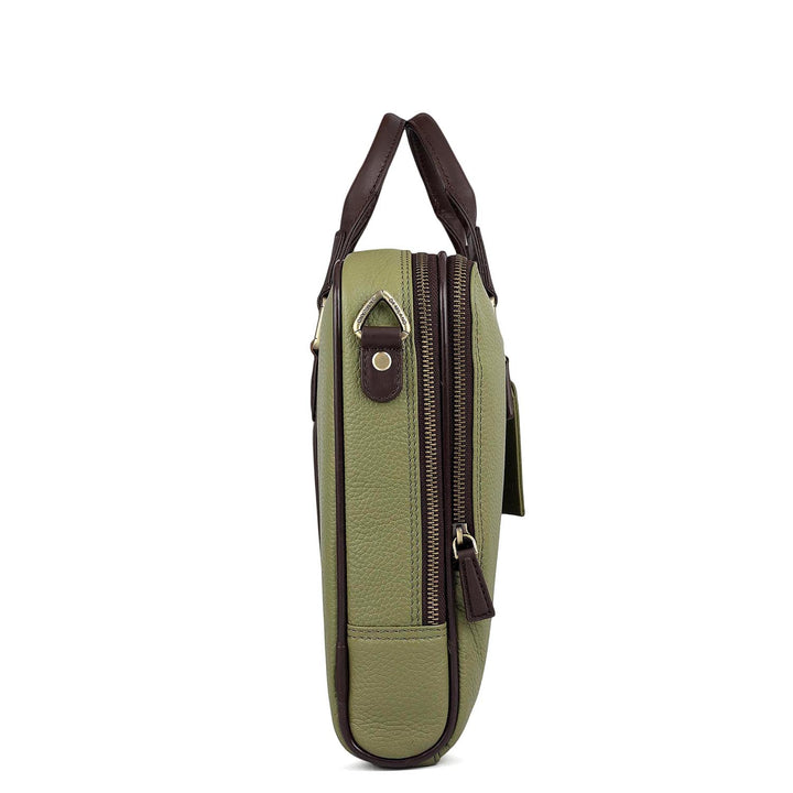 Wax Leather Laptop Bag - Fern