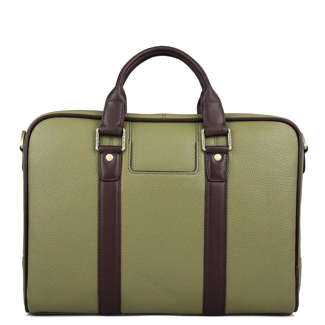Wax Leather Laptop Bag - Fern