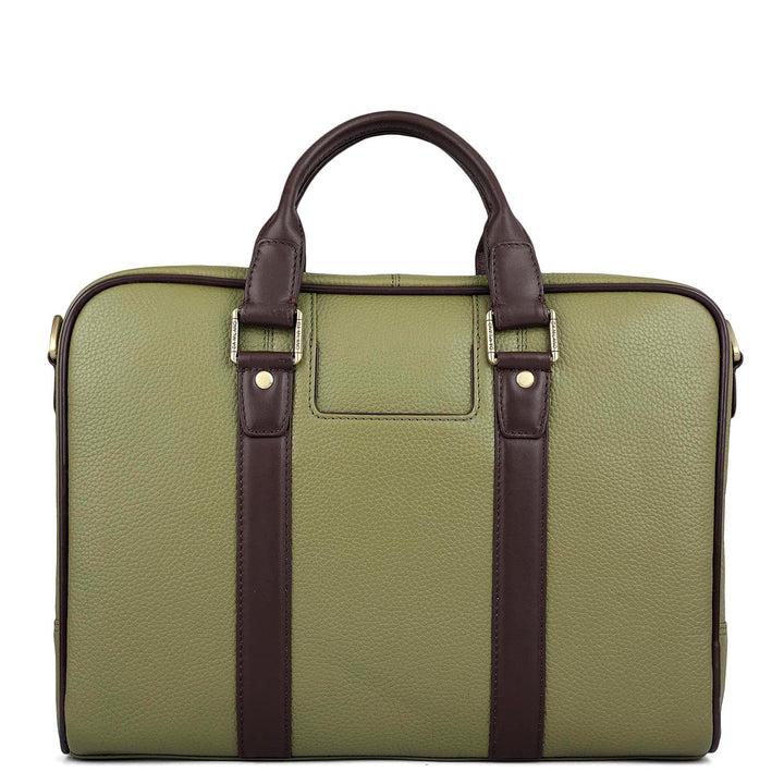 Wax Leather Laptop Bag - Fern