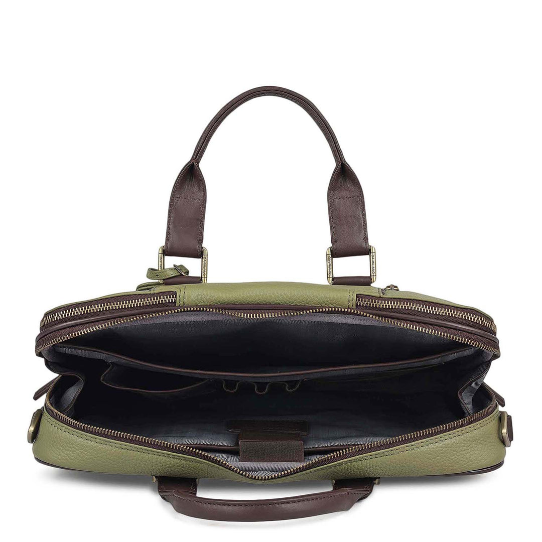 Wax Leather Laptop Bag - Fern