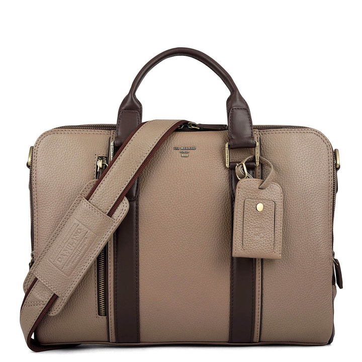Wax Leather Laptop Bag - Greyish Taupe