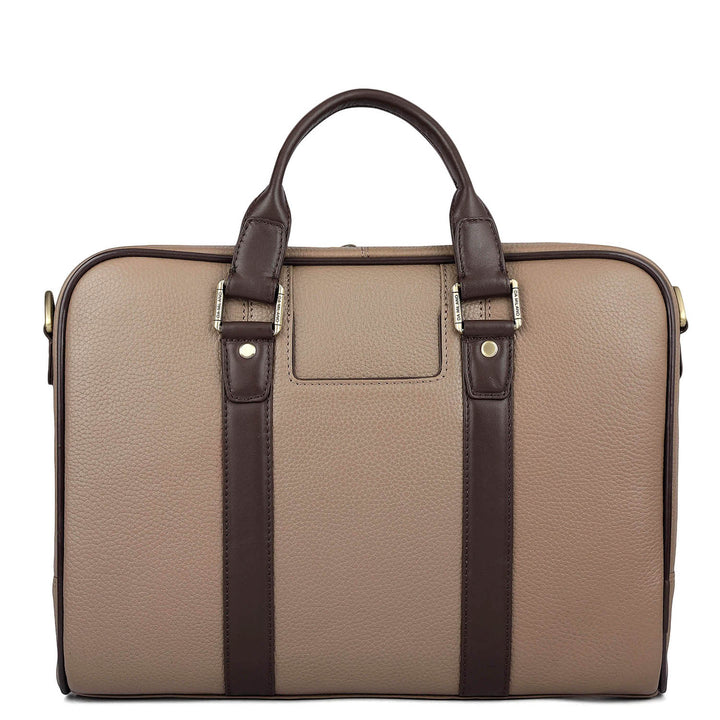 Wax Leather Laptop Bag - Greyish Taupe