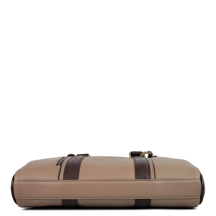 Wax Leather Laptop Bag - Greyish Taupe