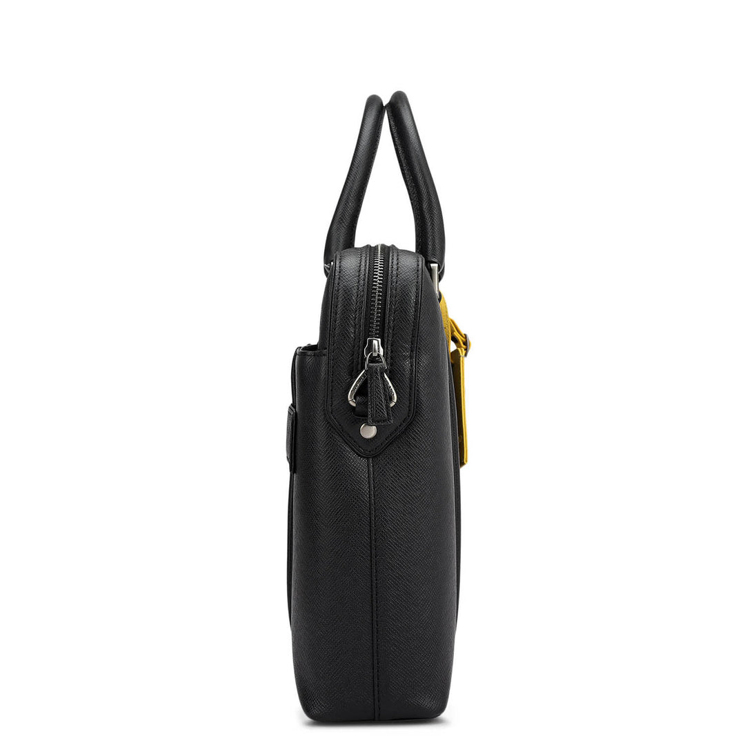 Franzy Leather Laptop Bag - Black