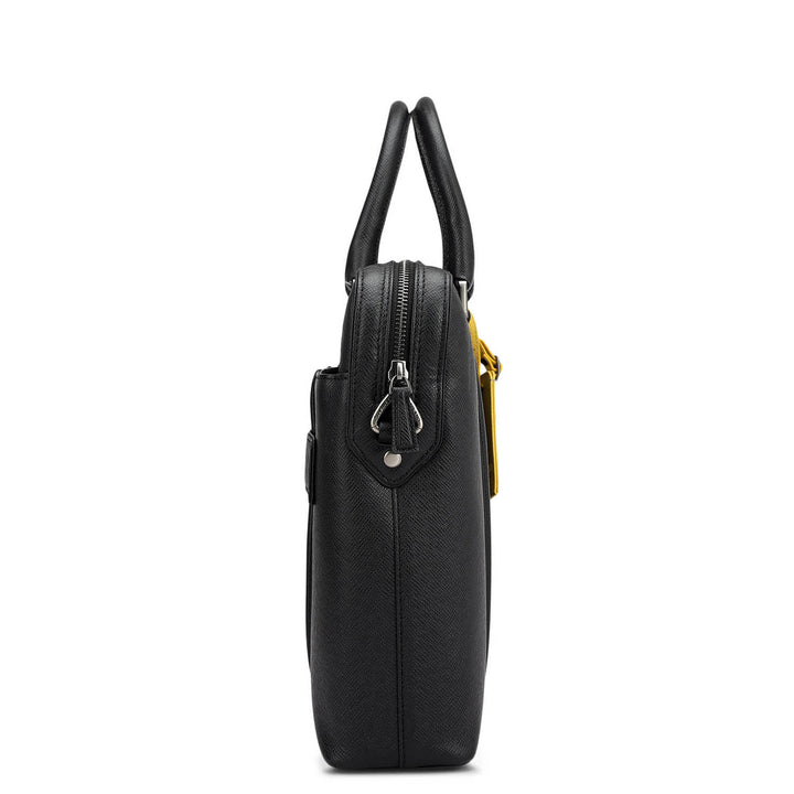 Franzy Leather Laptop Bag - Black
